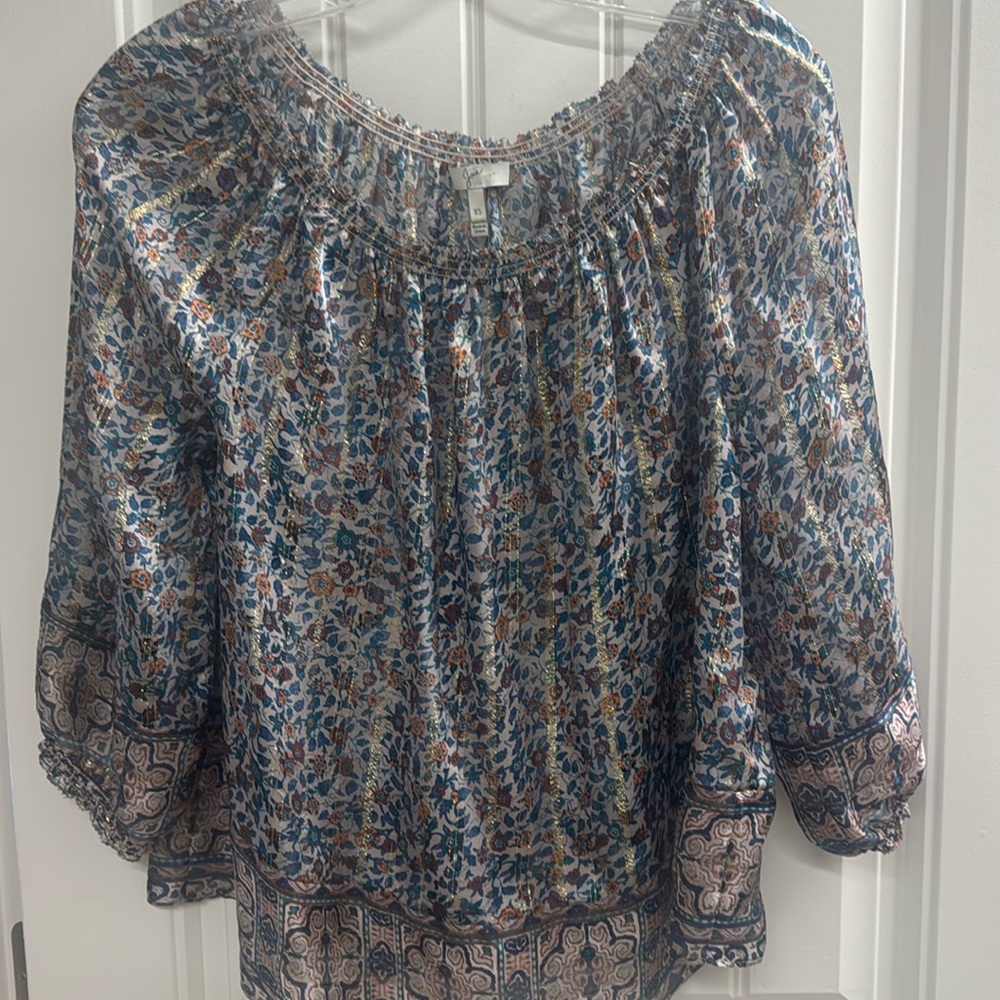 Joie metallic Gold Blouse Top